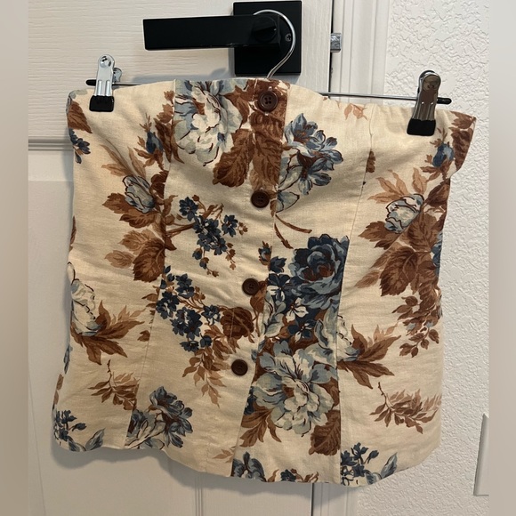 Abercrombie Linen Blend Button Corset Top - Picture 2 of 4
